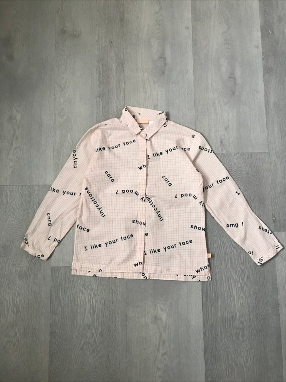 TINYCOTTONS PINK CHECK SNAP BUTTON LONG SLEEVE GIRLS 8
